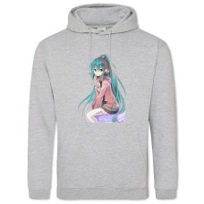 Hoodie with Print Hatsune Miku Smiling - 2XL grey