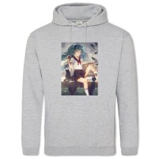 Hoodie with Print Hatsune Miku With Cat - 2XL grey