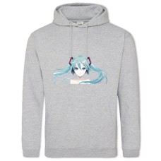 Hoodie with Print Hatsune Miku Face - 2XL grey