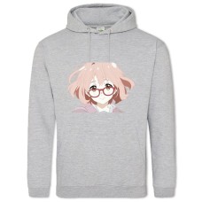Hoodie with Print Beyond The Boundary Kuriyama Mirai Face - 2XL grey
