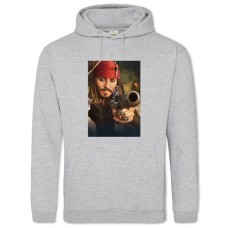 Hoodie with Print Pirates Of The Caribbean Jack Sparrow With Gun - 2XL grey