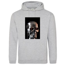 Hoodie with Print The Terminator Robot Head - 2XL grey