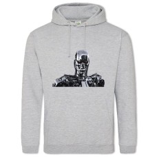 Hoodie with Print The Terminator Robot Face - 2XL grey