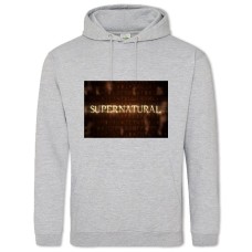 Hoodie with Print Supernatural Logo - 2XL grey