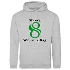 Худи с принтом С 8 Марта! Женский День Зеленый Принт - 2XL серый
