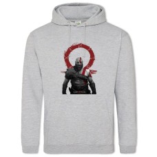 Худи с принтом Бог Войны Кратос Логотип - 2XL серый