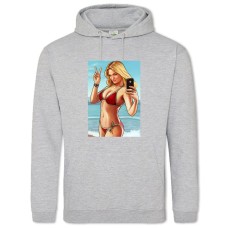 Худи с принтом ГТА Девушка Принт - 2XL серый