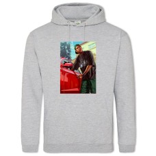 Худи с принтом ГТА Кража Машины - 2XL серый