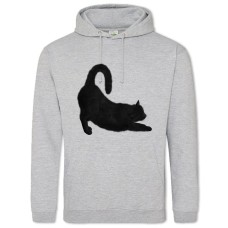 Hoodie with Print Funny Black Cat - 2XL grey