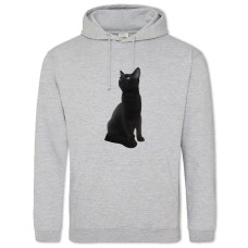 Худи с принтом Черная Кошка - 2XL серый