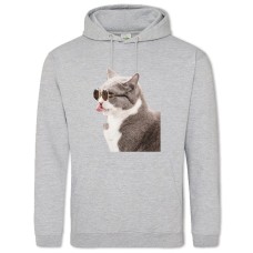 Hoodie with Print Trendy Gray And White Cat - 2XL grey