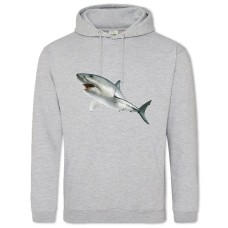 Hoodie with Print White Shark - 2XL grey