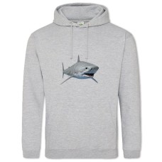 Hoodie with Print White Head Of Shark - 2XL grey