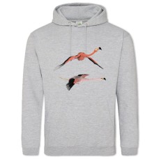Худи с принтом Два Фламинго Летают - 2XL серый