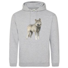 Hoodie with Print Grey Wolf - 2XL grey