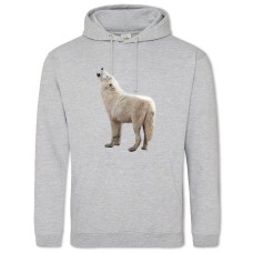 Hoodie with Print White Wolf Howls - 2XL grey