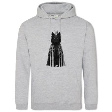 Hoodie with Print Forest And Wolf - 2XL grey