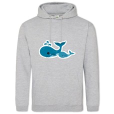 Hoodie with Print Small And Big Whale - 2XL grey