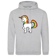 Hoodie with Print Rainbow Unicorn - 2XL grey