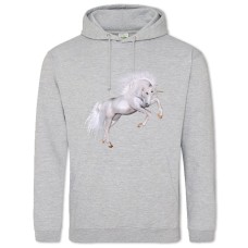 Hoodie with Print White Unicorn Jumps - 2XL grey