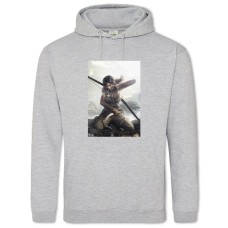 Hoodie with Print Tomb Raider Lara Croft Hero Girl - 2XL grey
