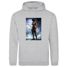 Hoodie with Print Tomb Raider Lara Croft Girl - 2XL grey