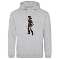 Hoodie with Print Tomb Raider Powerful Hero Lara Croft - 2XL grey