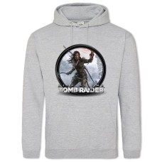 Hoodie with Print Tomb Raider Logo Print - 2XL grey