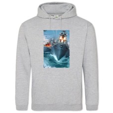 Hoodie with Print World Of Warships Print - 2XL grey