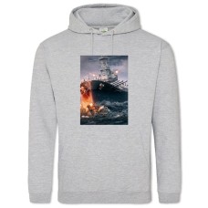 Hoodie with Print World Of Warships Theme - 2XL grey