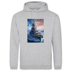 Hoodie with Print World Of Warships Theme Print - 2XL grey
