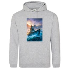 Hoodie with Print World Of Warships Theme Boat Print - 2XL grey