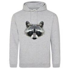 Hoodie with Print Painted Head Of Raccoon - 2XL grey