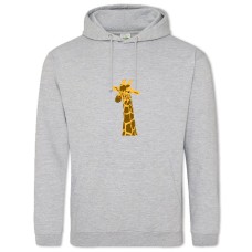 Hoodie with Print Painted Head Of Giraffe - 2XL grey