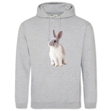 Hoodie with Print White And Grey Rabbit - 2XL grey