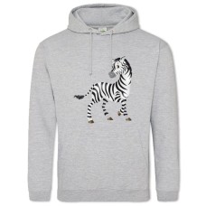 Hoodie with Print Zebra Stands On Three Legs - 2XL grey
