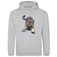 Hoodie with Print Cute Tiger - 2XL grey