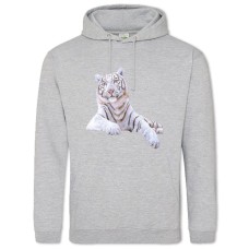Hoodie with Print White Tiger - 2XL grey