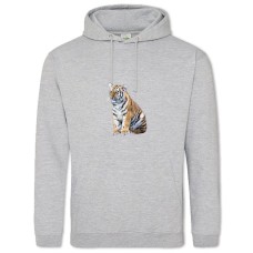Hoodie with Print Small Tiger Sits - 2XL grey