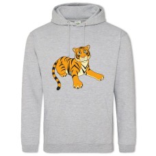Hoodie with Print Tiger From Cartoon - 2XL grey