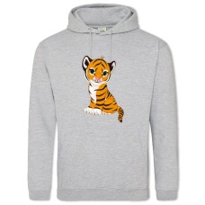 Hoodie with Print Small Tiger From Cartoon - 2XL grey