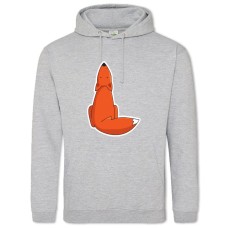 Hoodie with Print Fox Sniffing - 2XL grey