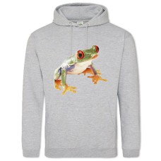 Hoodie with Print Frog With Orange Eyes - 2XL grey