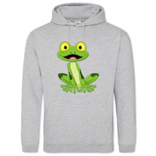 Hoodie with Print Frog With Yellow Eyes - 2XL grey
