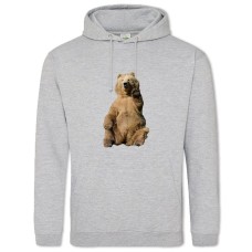 Hoodie with Print Cute White Bear - 2XL grey