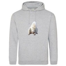 Hoodie with Print Funny White Bear - 2XL grey