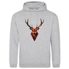 Hoodie with Print Art Head Of Dear - 2XL grey
