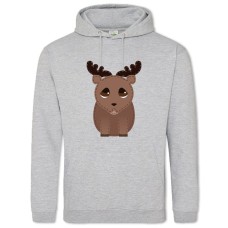 Hoodie with Print Cute Dear From Cartoon Print - 2XL grey
