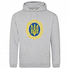 Худі з принтом Патріотичний Принт Орнамент Герб України - 2XL сірий
