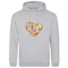 Hoodie with Print Ukraine Heart with Ukrainian symbols - 2XL grey